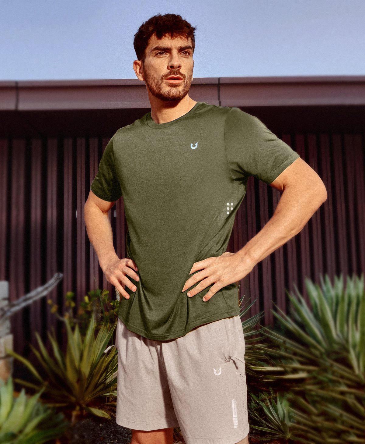 
Men's Performance Workout Short Sleeve T-Shirts — Army Green
