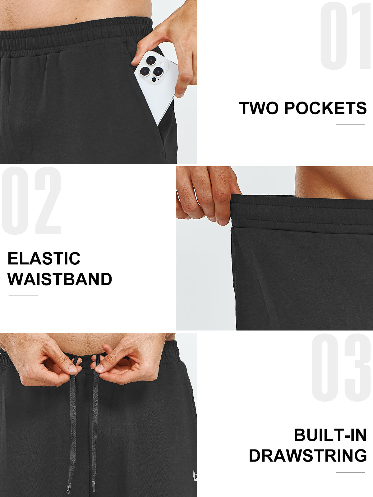 Men's Cotton Yoga Sweatpants Casual Athletic Straight Leg with Pockets