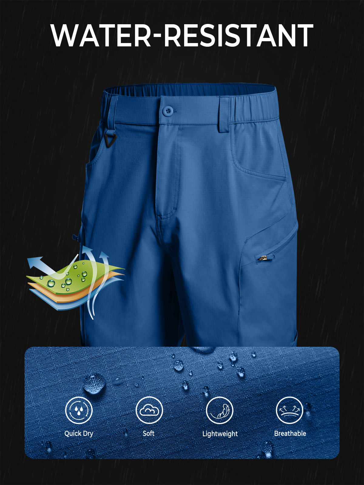 Federal Blue Premium Breathable Knit Fabric - 4-Way Stretch & Moisture-Wicking Texture Detail