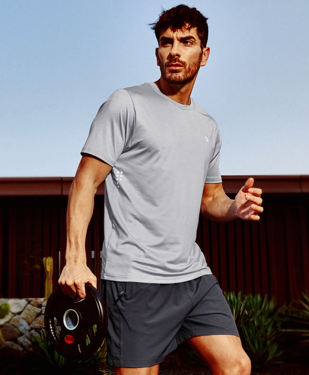 
Men's Performance Workout Short Sleeve T-Shirts — Light Grey
