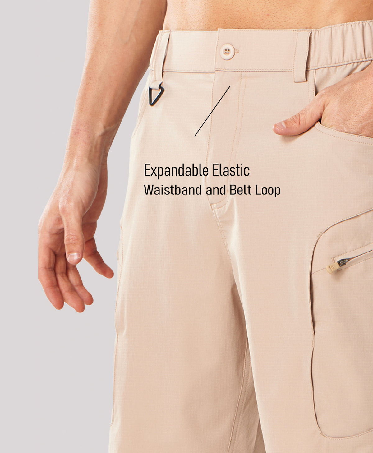 
Men's 9" Water-Resistant 4 Pockets Cargo Hiking Shorts — Khaki