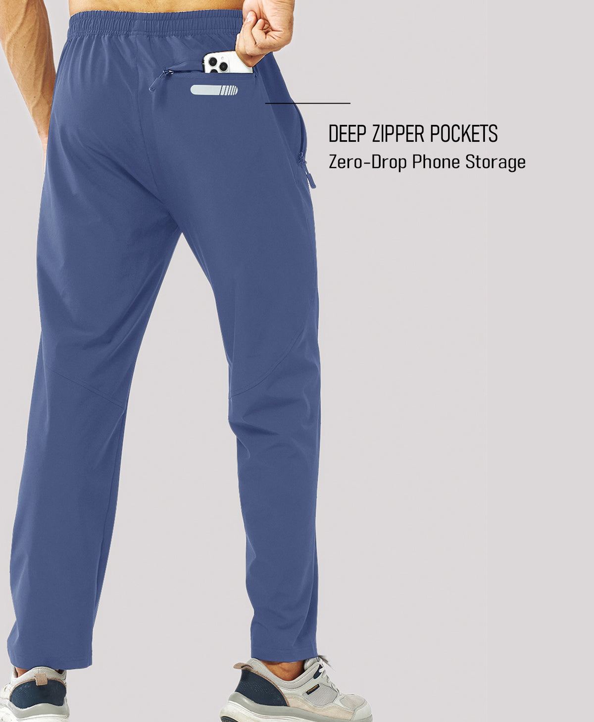 
Men's Lightweight Running Pants with Zipper Pockets — Federal Blue