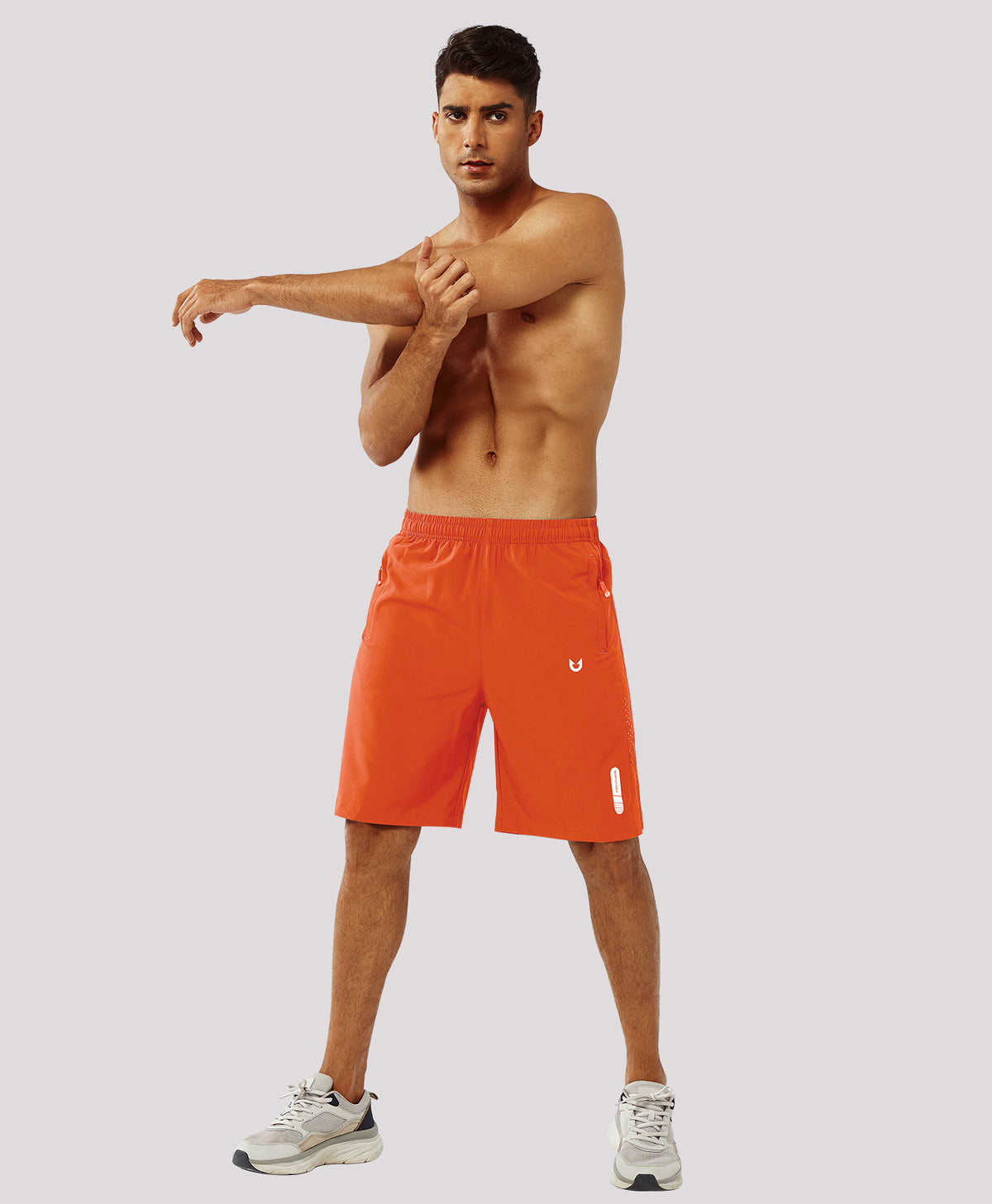 
Men's Hiking 9 Inch Inseam Athletic Shorts Quick Dry Fit Gym Workout — Orange