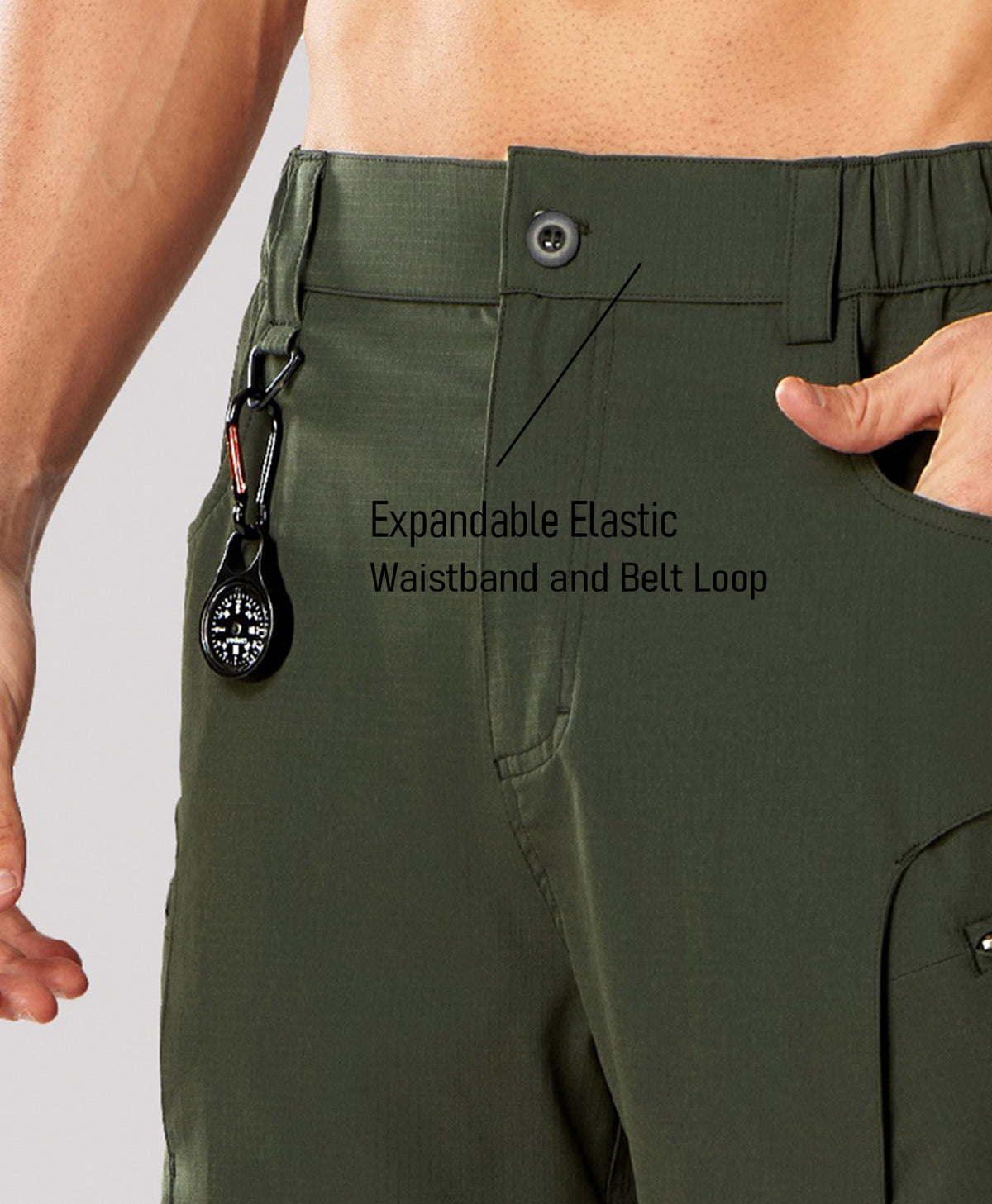 
Men's 9" Water-Resistant 4 Pockets Cargo Hiking Shorts — Army Green