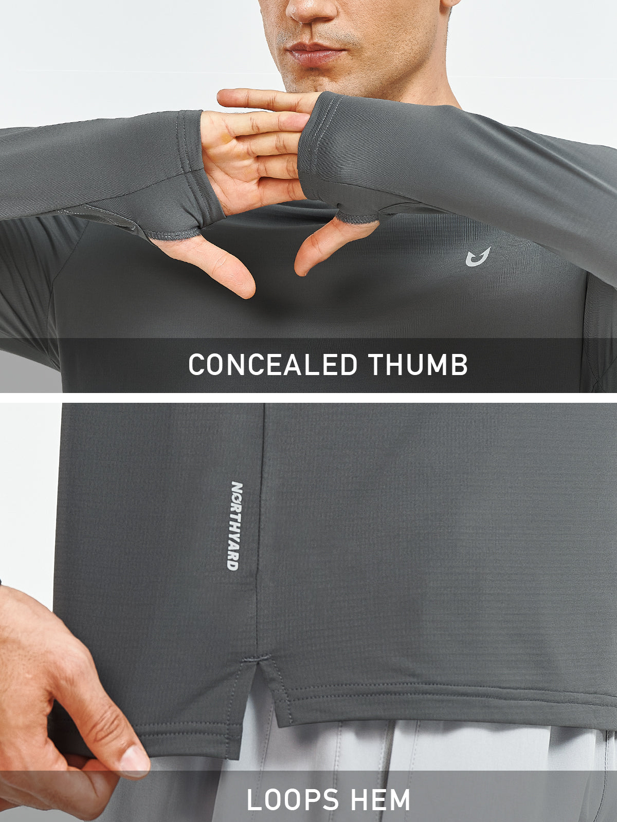 Men's Workout Thermal T-Shirts Fleece Long Sleeve Crewneck for Running