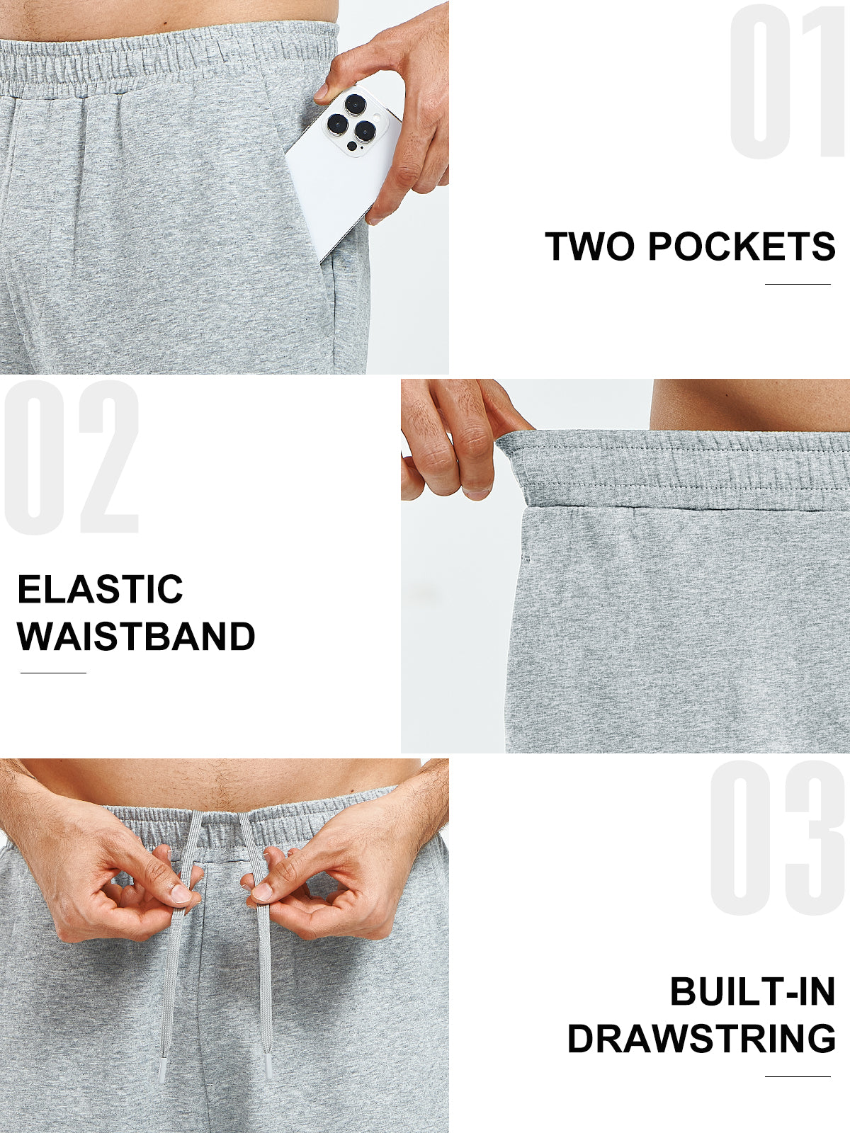 Men's Cotton Yoga Sweatpants Casual Athletic Straight Leg with Pockets