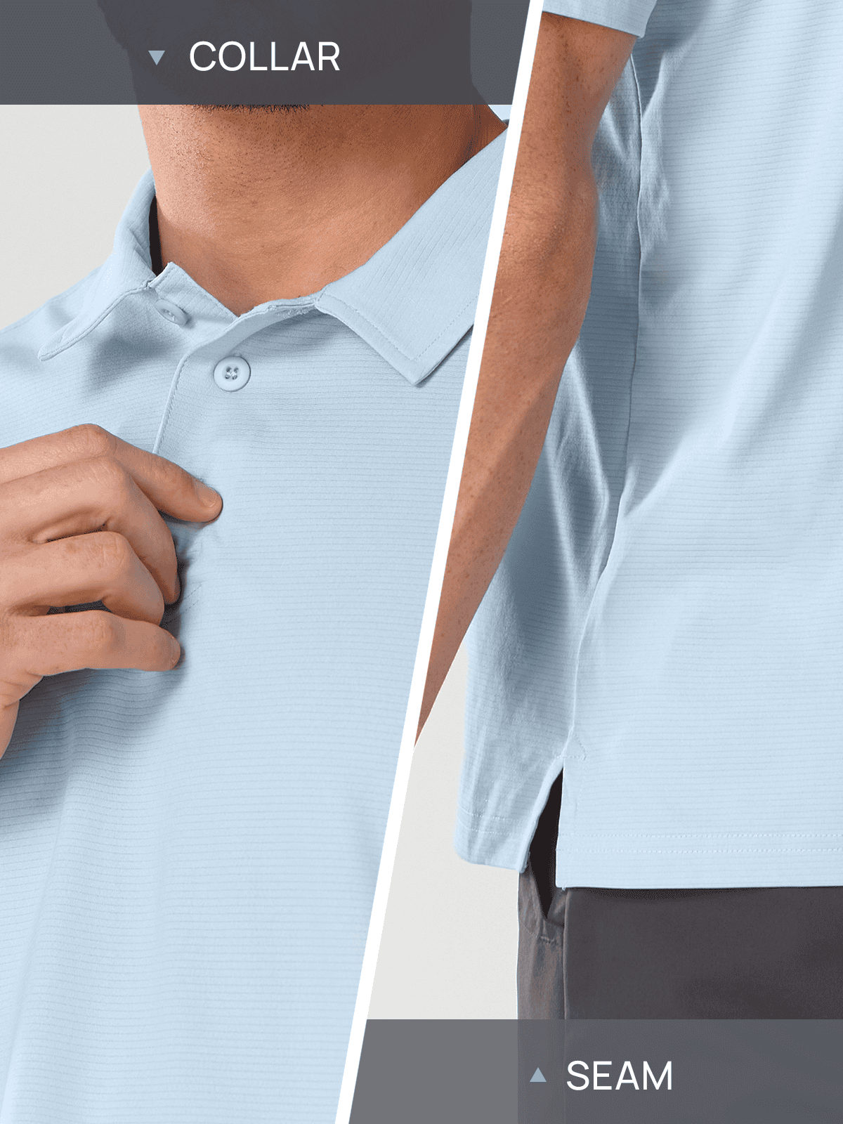 Sky Blue Modern Henley Neck Design - Refined Collar Structure