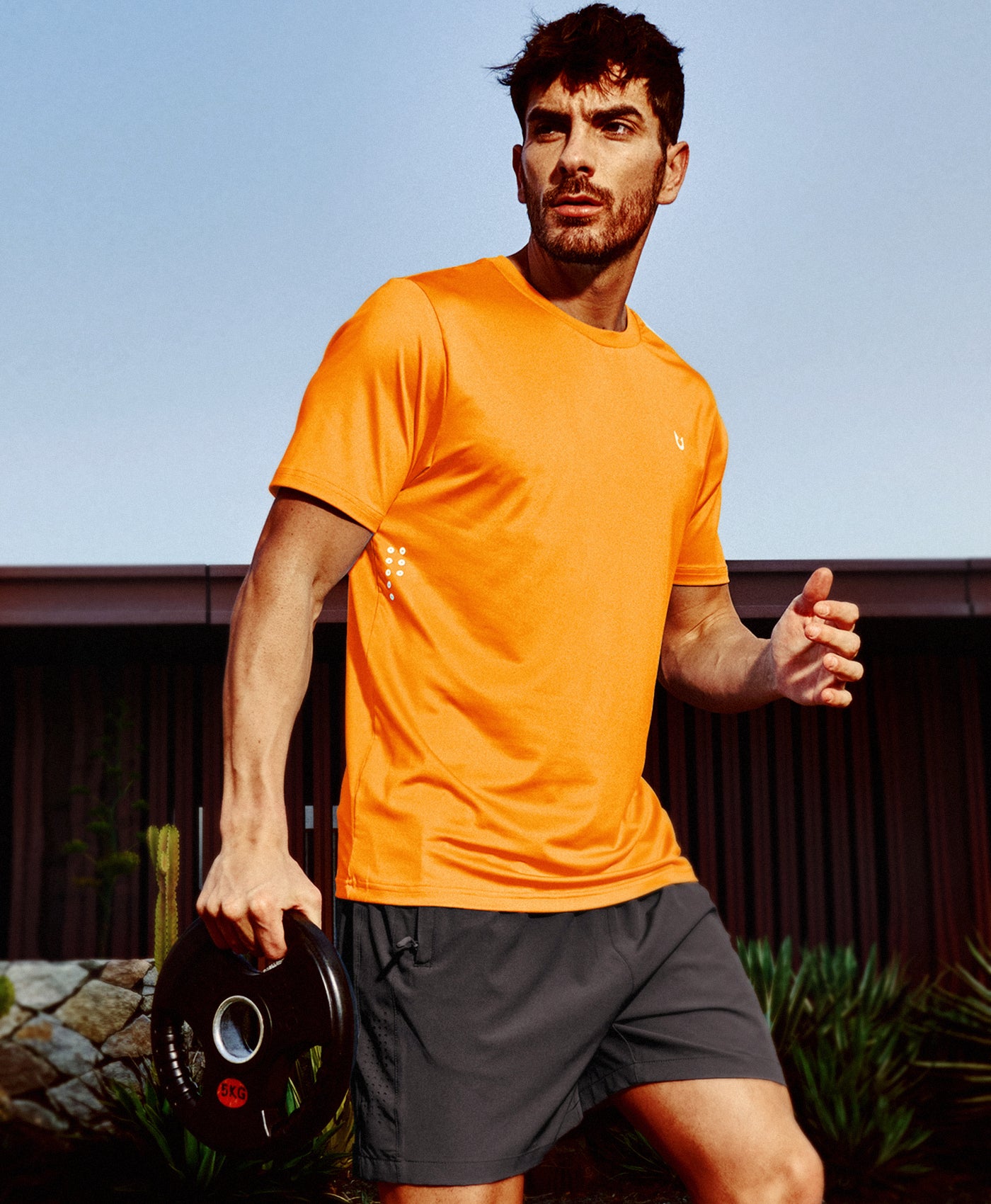 Northyard Men's Performance Workout Short Sleeve T-Shirts - Quick Dry Running Shirt Cut Breathability & Reflective Safety #color_Orange