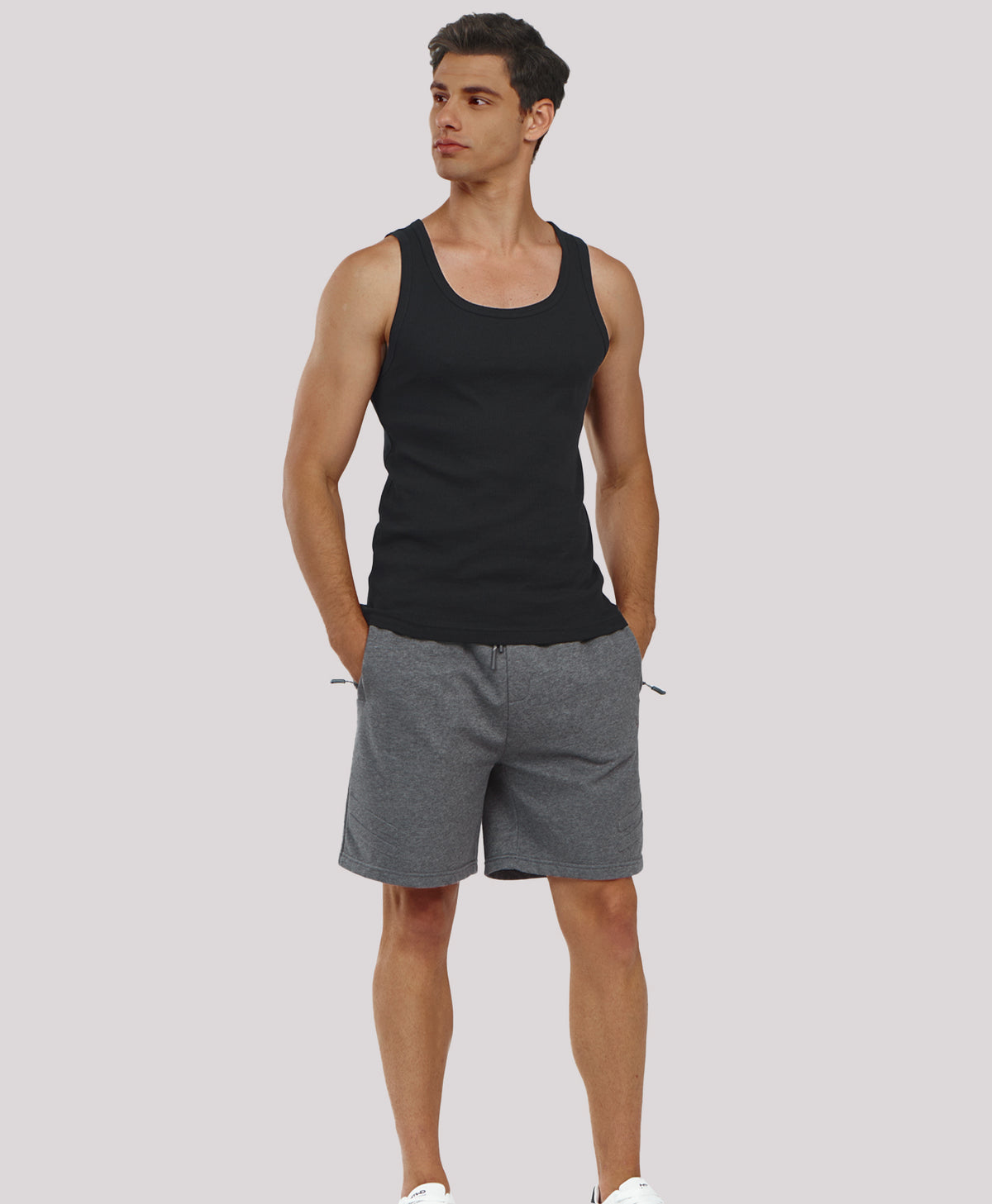 
Men's 7" Soft Cotton Sweat Shorts with Zip Pockets — Smoke Heather