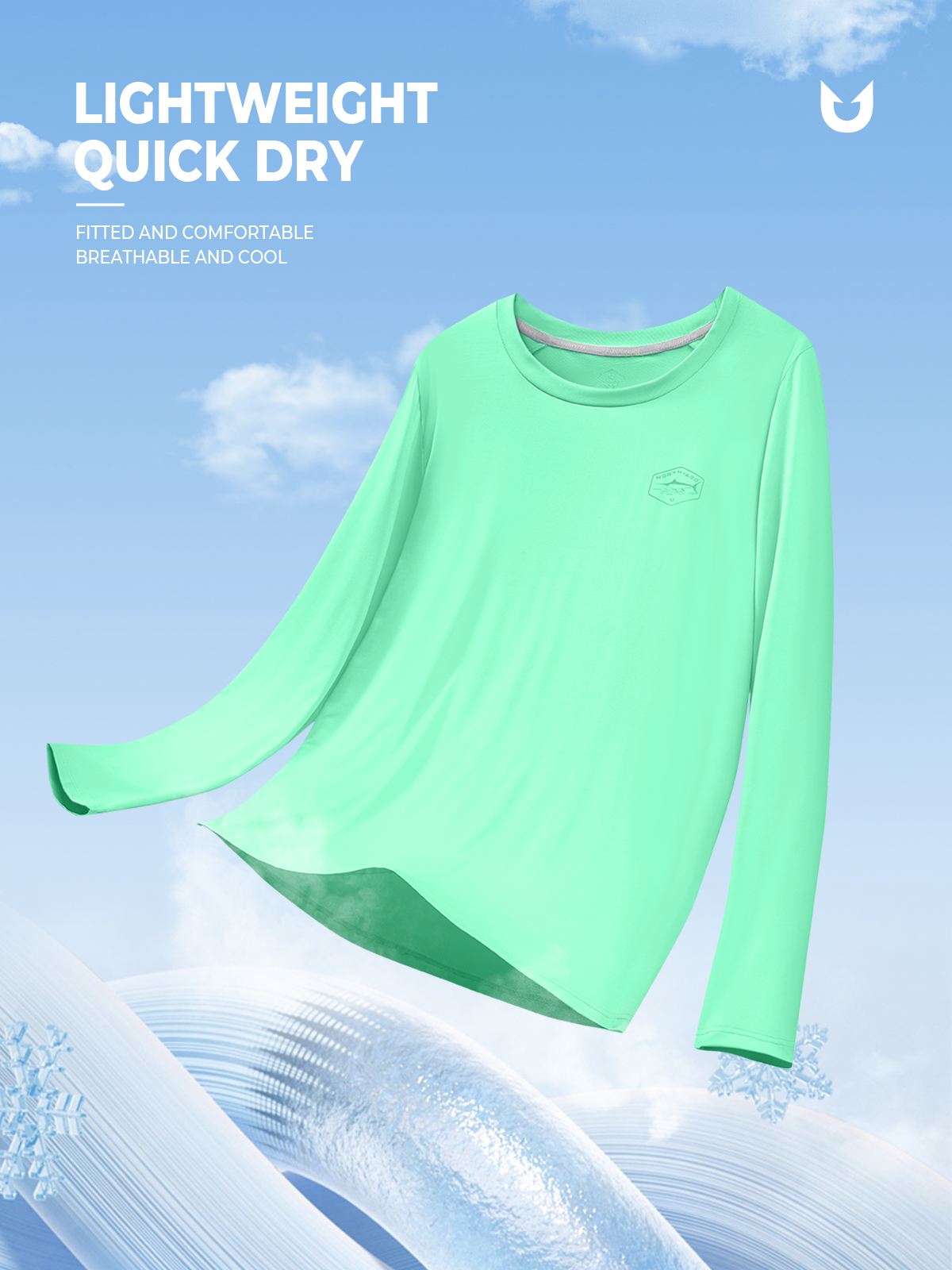 Men's Sun Protection UV Fishing T Shirts Crewneck Long Sleeve for Swim