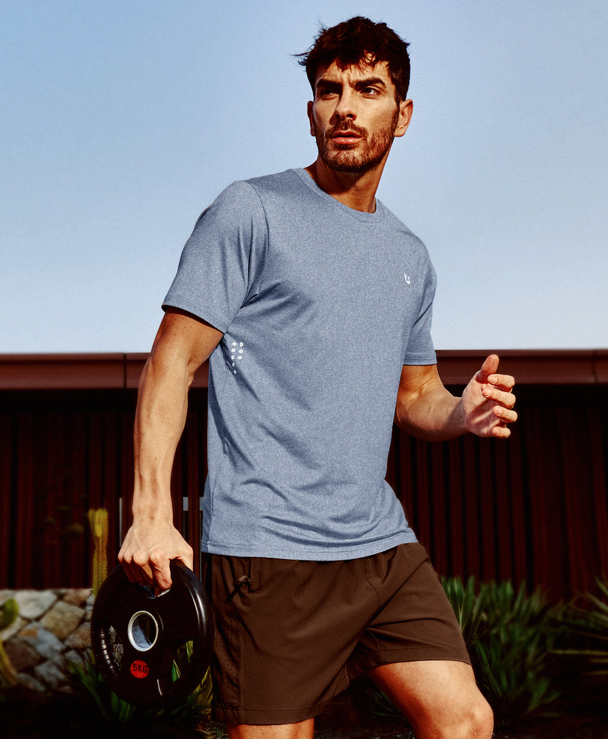 
Men's Performance Workout Short Sleeve T-Shirts — Blue Heather