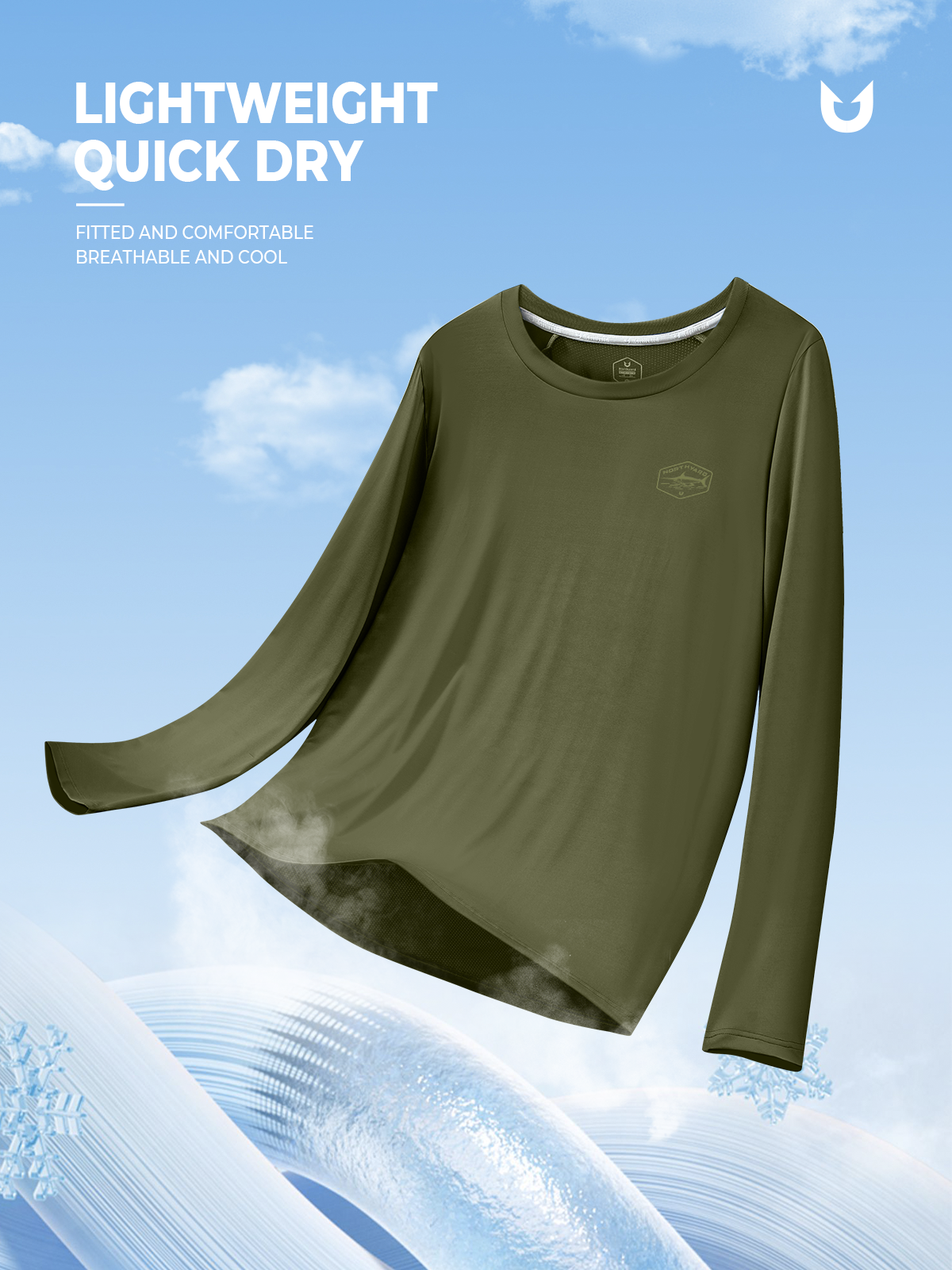 Men's Sun Protection UV Fishing T Shirts Crewneck Long Sleeve for Swim