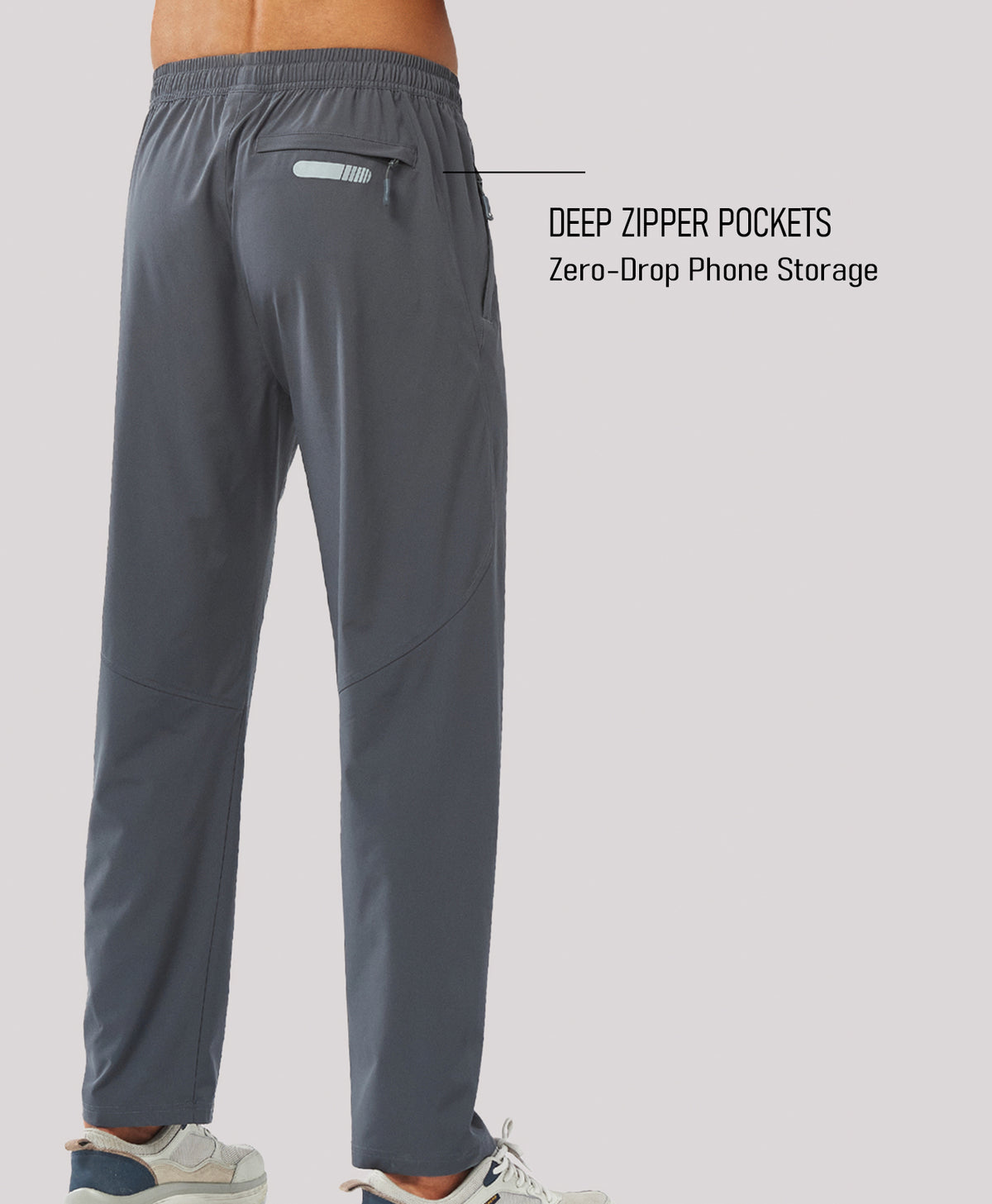 
Men's Lightweight Running Pants with Zipper Pockets — Dark Grey