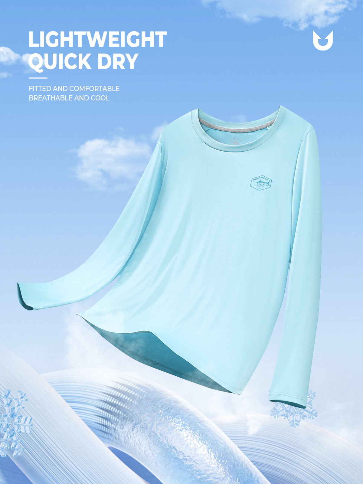 Men's Sun Protection UV Fishing T Shirts Crewneck Long Sleeve for Swim