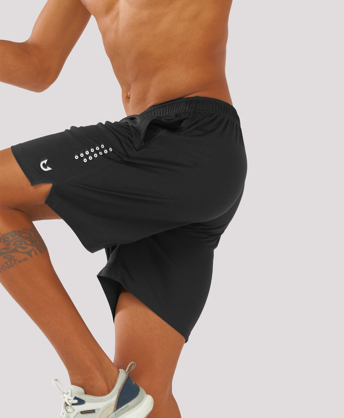 
Men's 7-inch Mesh Tennis Sweat Shorts with Pockets Elasticated Waist — black