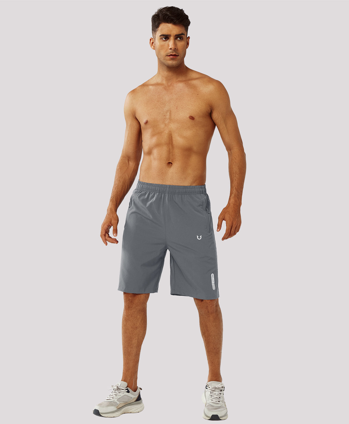 
Men's Hiking 9 Inch Inseam Athletic Shorts Quick Dry Fit Gym Workout — Smoke Grey