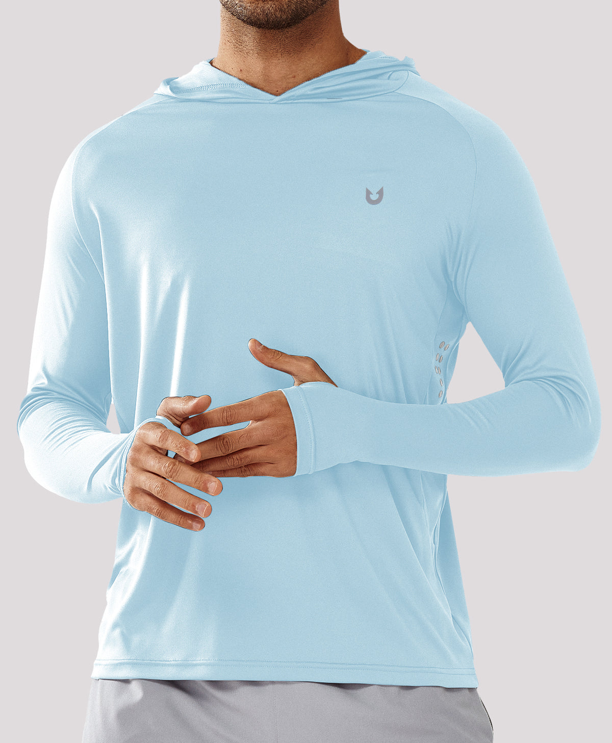 
Men's Fishing Sun Hoodie T Shirt Lightweight Long Sleeve for Workout — Sky Blue