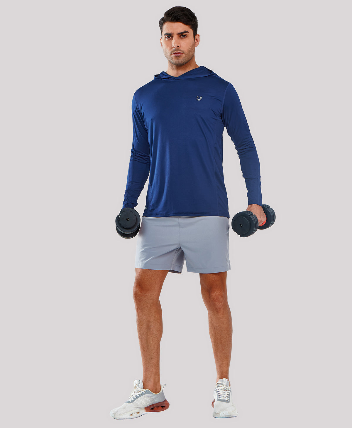 
Men's UPF50+ Rash Guard Hoodie T-Shirts — Navy