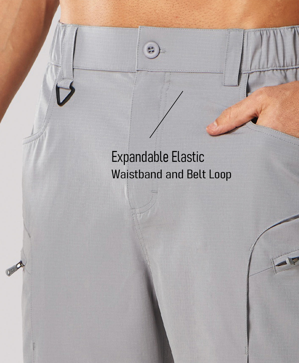 
Men's 9" Water-Resistant 4 Pockets Cargo Hiking Shorts — Light Grey