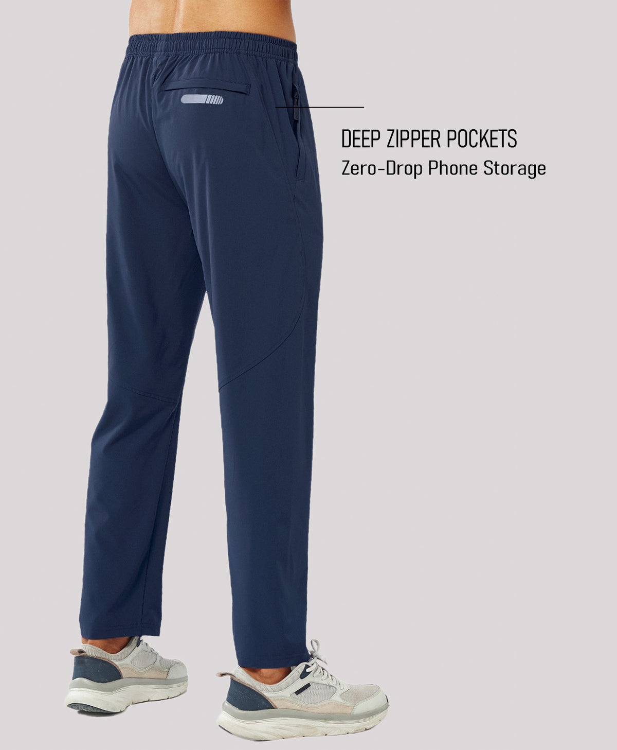 
Men's Lightweight Running Pants with Zipper Pockets — Navy