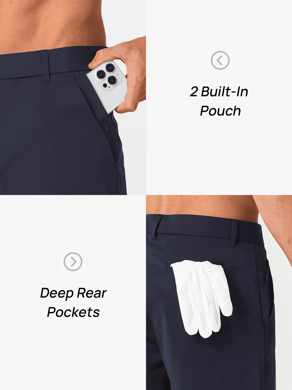 Navy Discreet 6-Pocket Storage System - Deep Side Pockets with Hidden Inner Phone Sleeves