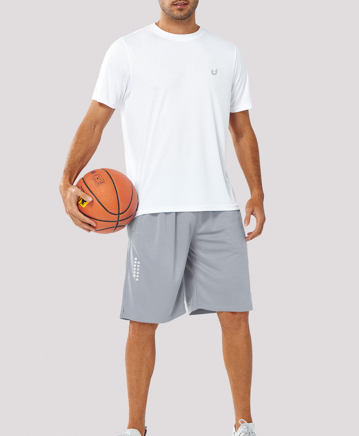 
Men's 10" Breathable Mesh Basketball Athletic Shorts — Light Grey