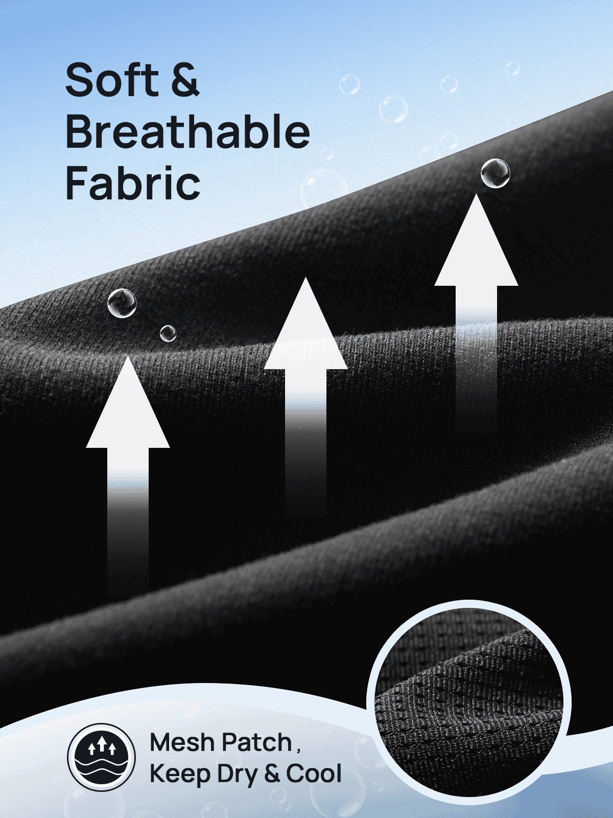 Black 3D Pouch Support & Targeted Mesh Ventilation