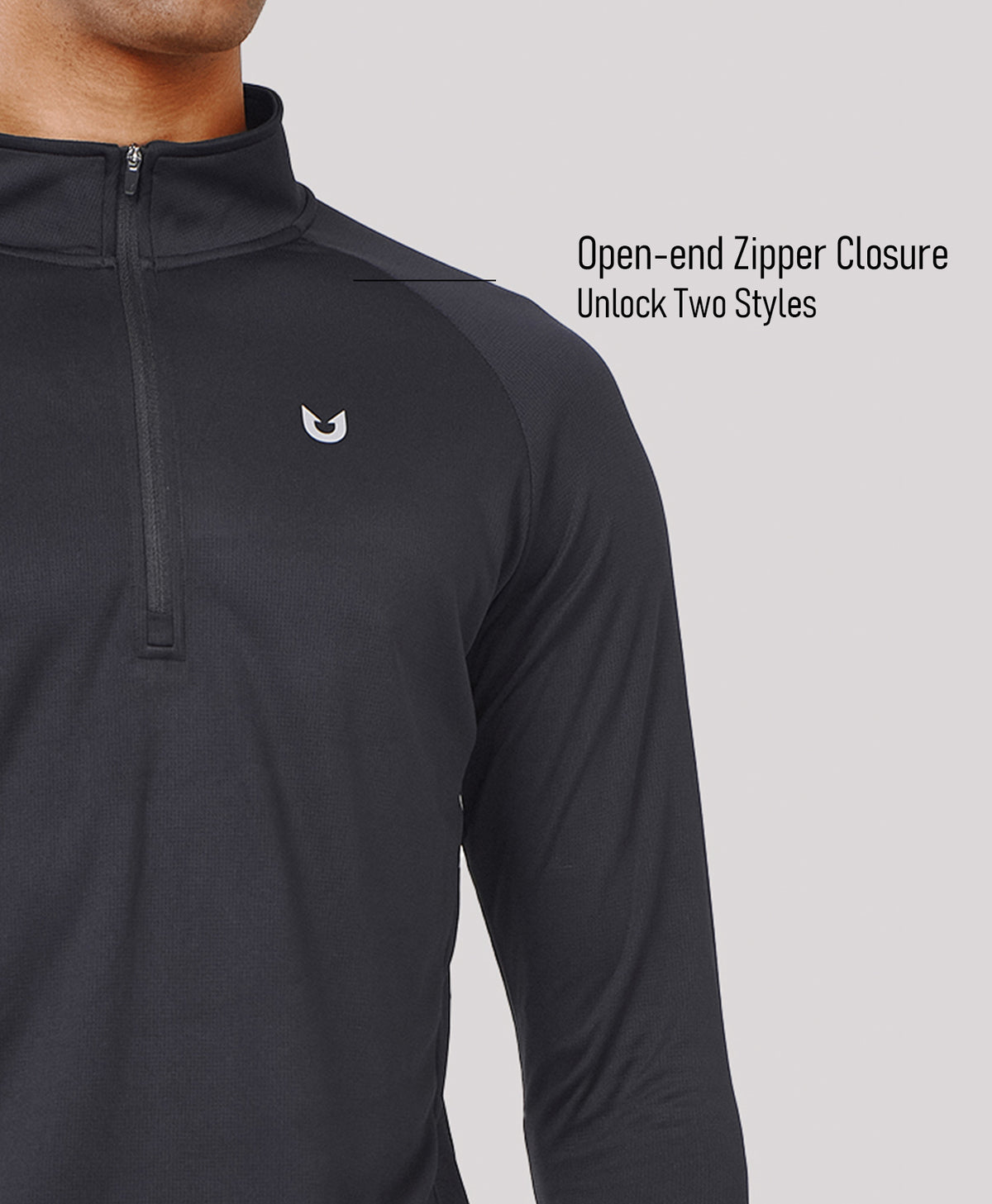 
Men's 1/4 Zip Athletic Pullover Shirts Lightweight — Black