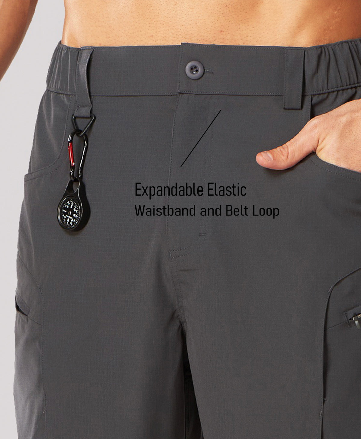 
Men's 9" Water-Resistant 4 Pockets Cargo Hiking Shorts — Dark Grey