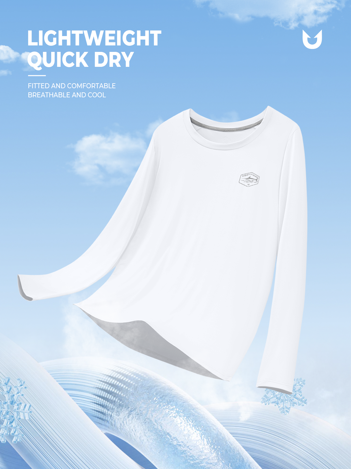 Men's Sun Protection UV Fishing T Shirts Crewneck Long Sleeve for Swim