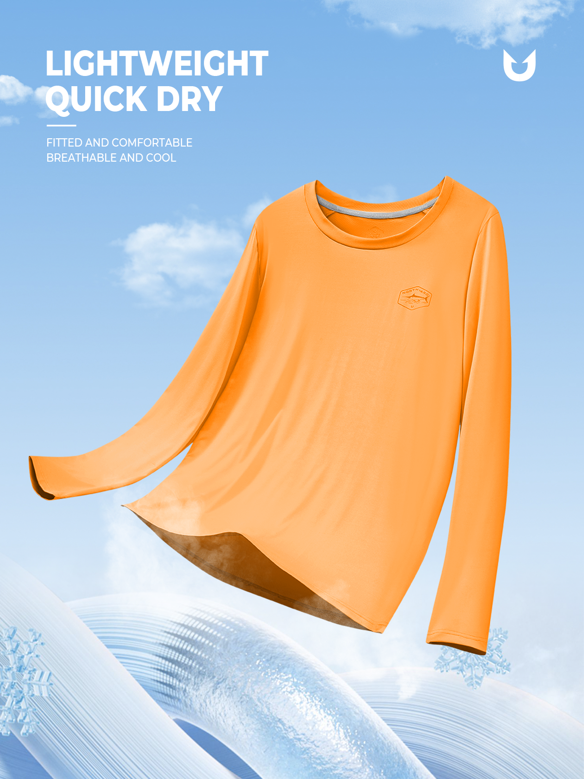 Men's Sun Protection UV Fishing T Shirts Crewneck Long Sleeve for Swim