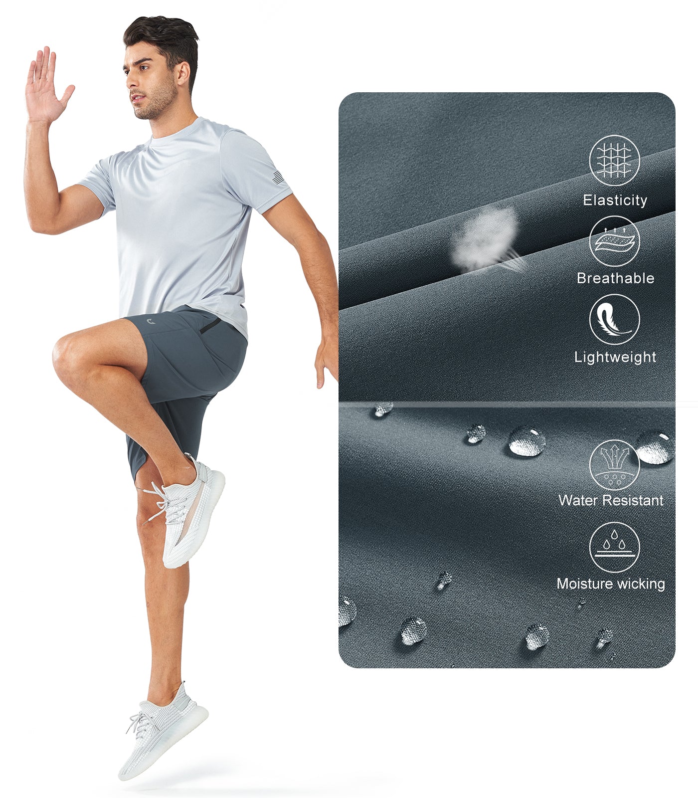 Men's Athletic Sports 9 inch Shorts Quick Dry for Training Gym Outdoor