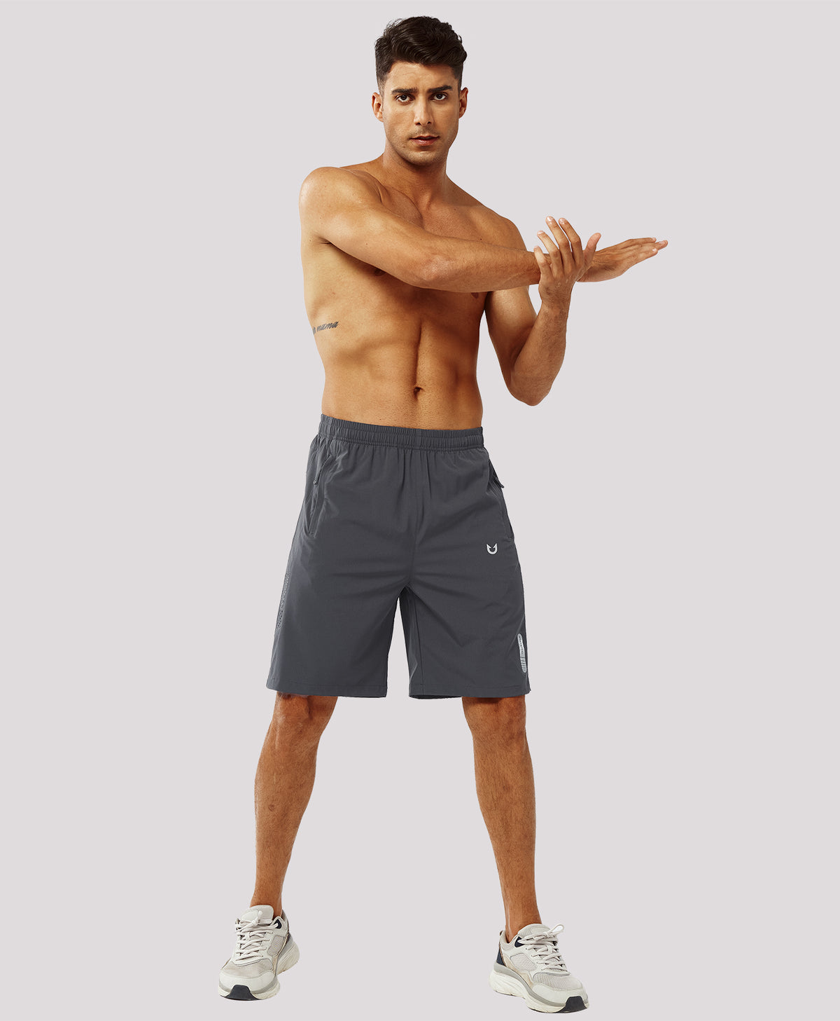 
Men's Hiking 9 Inch Inseam Athletic Shorts Quick Dry Fit Gym Workout — Dark Grey