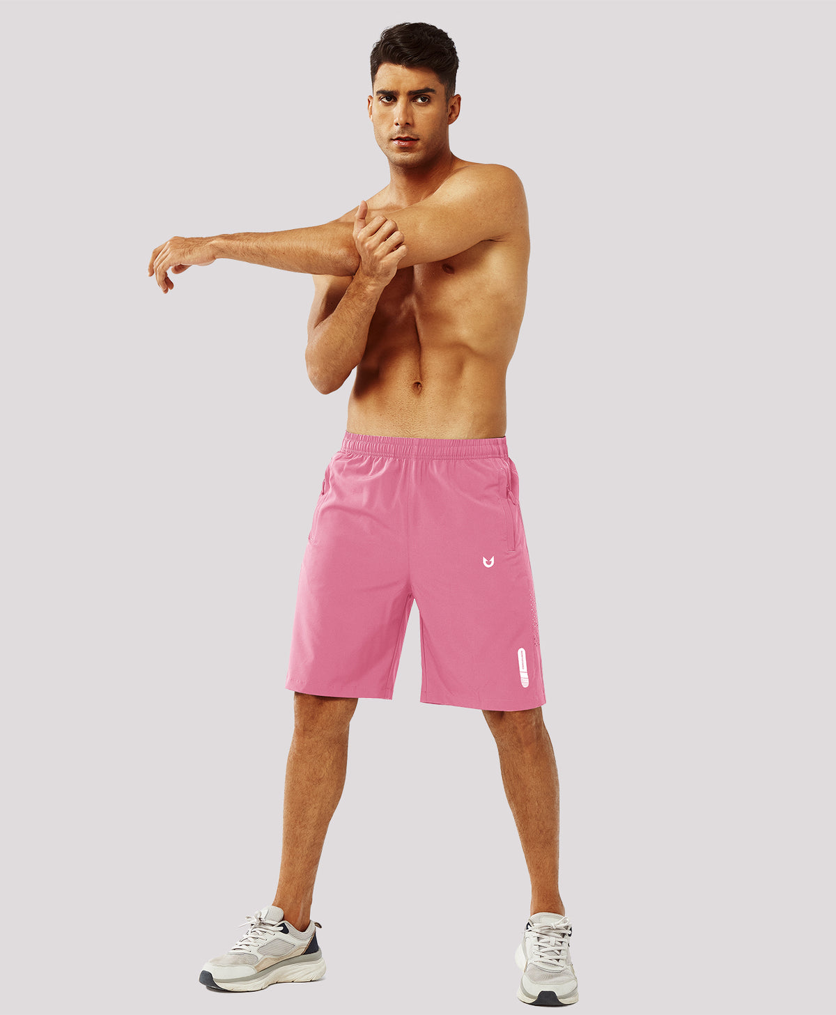 
Men's Hiking 9 Inch Inseam Athletic Shorts Quick Dry Fit Gym Workout — Powder Pink