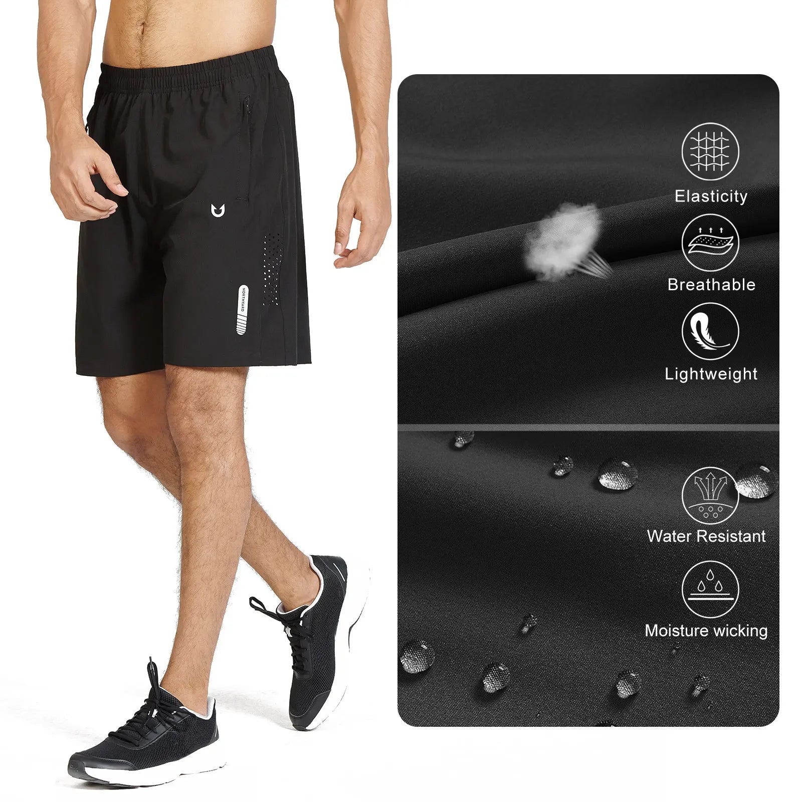 Men's Athletic Workout 7 Inch Gym Shorts with Zipper Pocket for Hiking