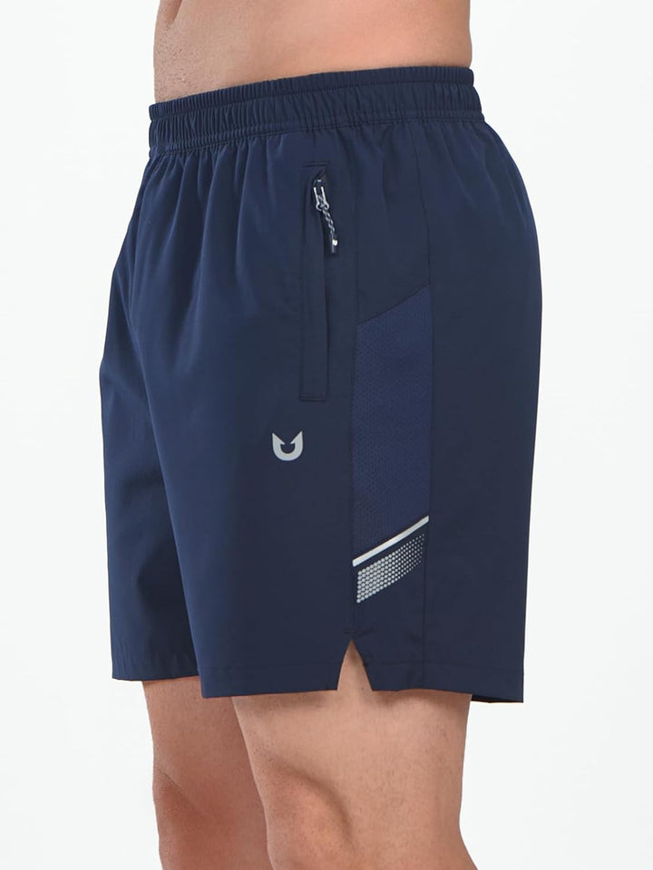 Northyard Men's Navy Athletic 5 Inch Biker Shorts with Pockets Quick Dry for Workout Side