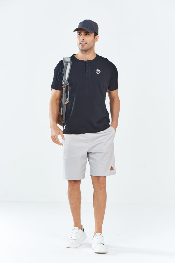 Men's Casual Henley T Shirts Cotton Crewneck Short Sleeve with Button