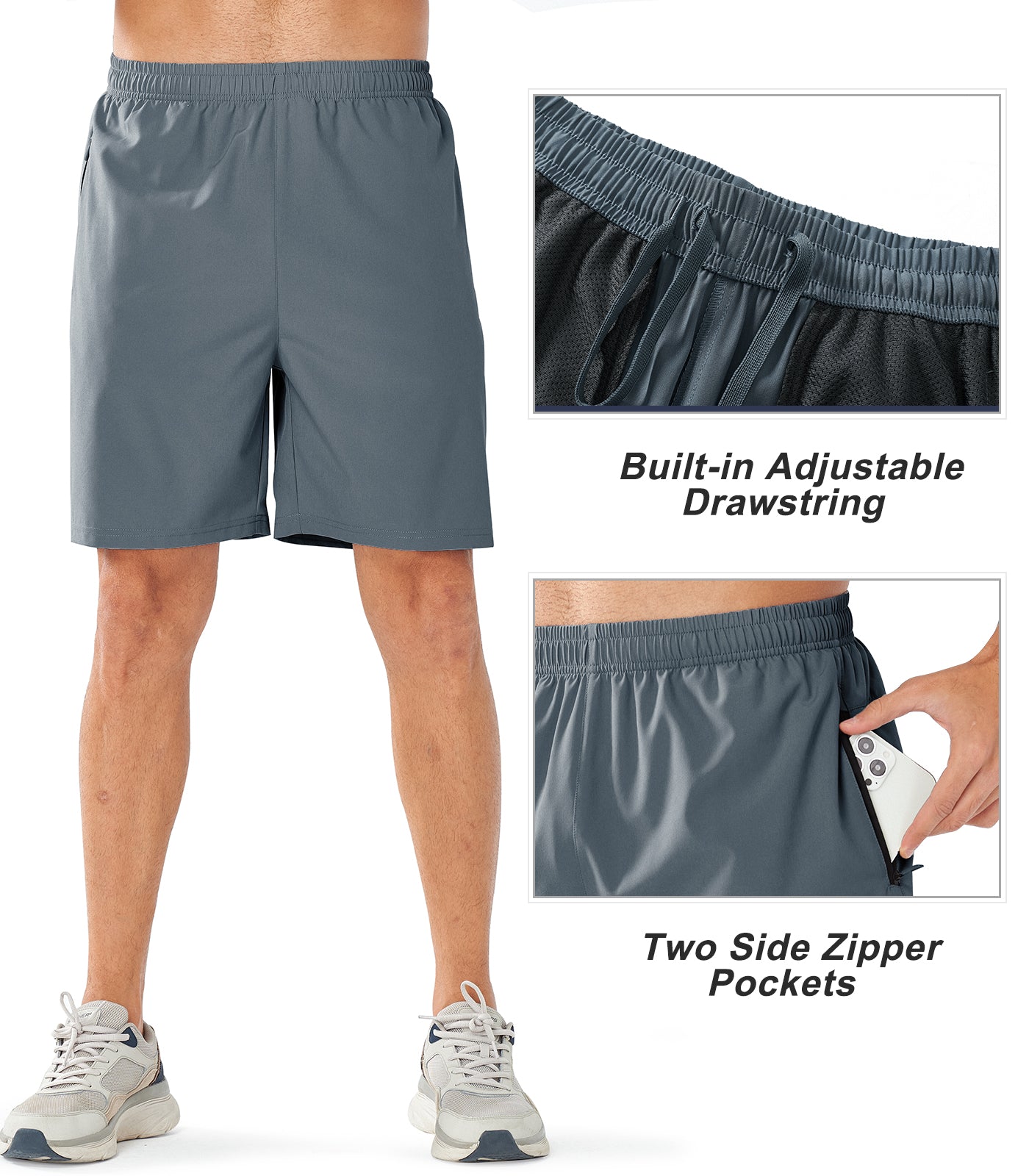 Men's Athletic Sports 9 inch Shorts Quick Dry for Training Gym Outdoor