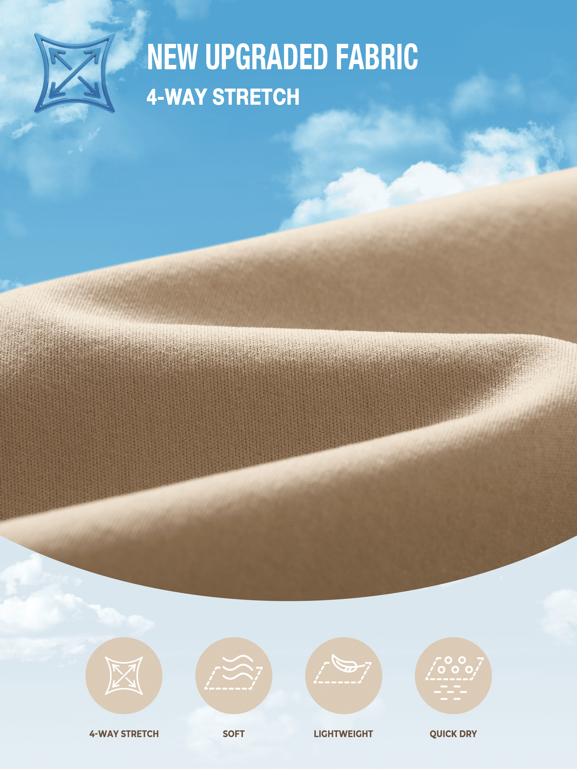 High-Performance Polyester Fabric - Breathable & Soft Light khaki