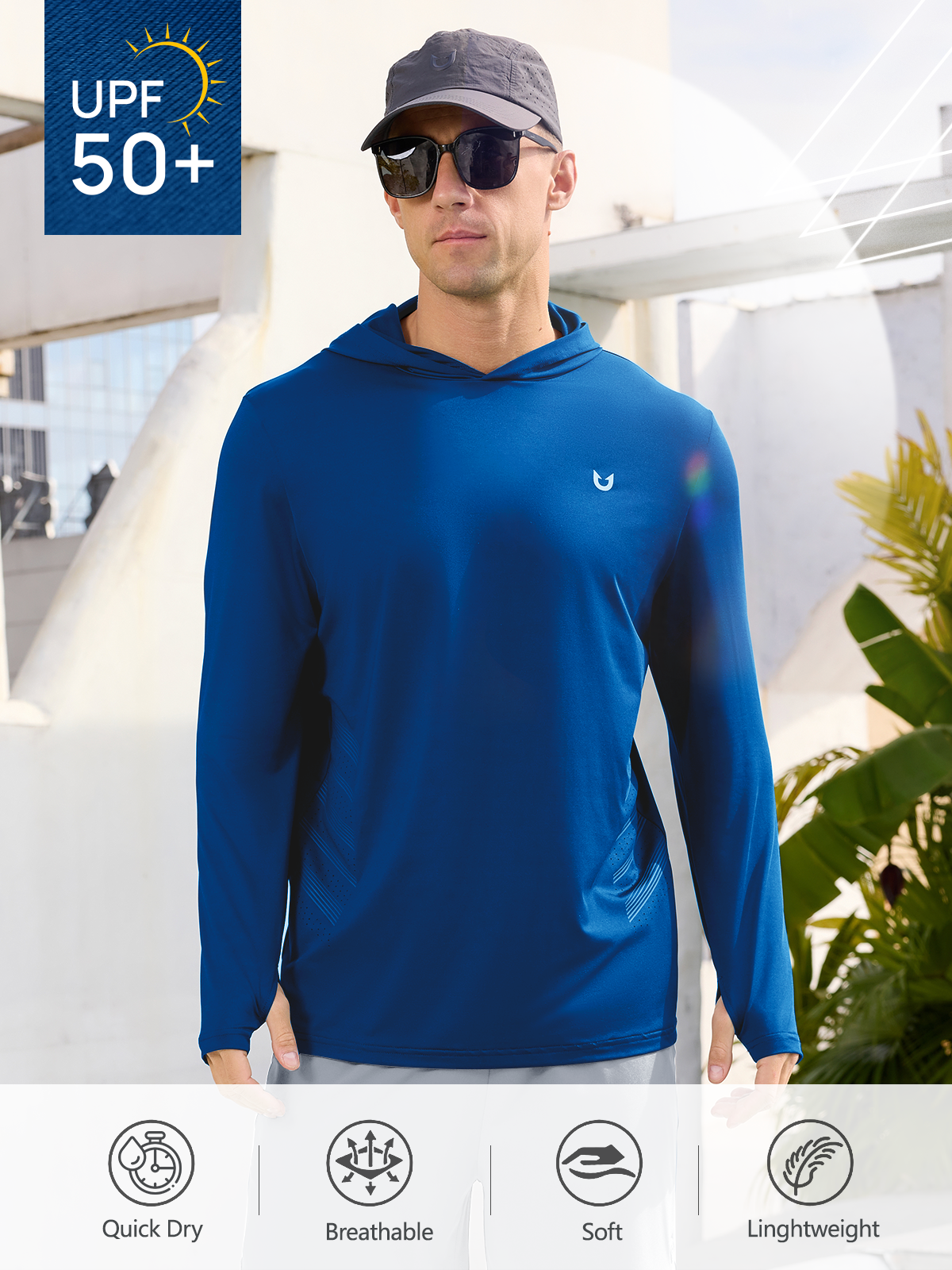 Men's Fishing Hoodie T-Shirt Long Sleeve Sun Protection for Run Hiking