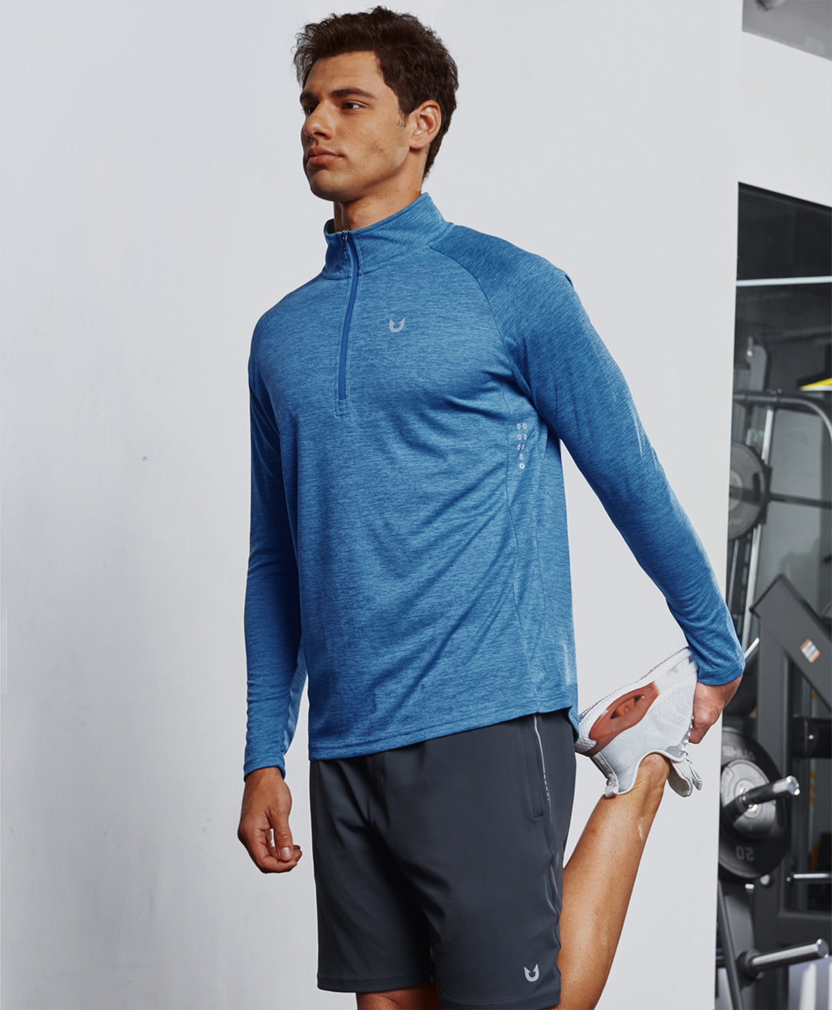 
Men's 1/4 Zip Athletic Pullover Shirts Lightweight — Blue Heather