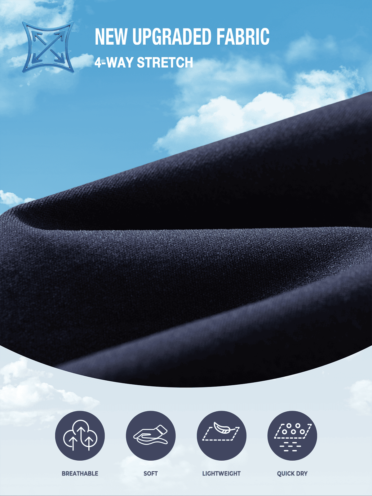 Navy Premium Performance Knit Fabric Detail - Breathable Moisture-Wicking & Wrinkle-Resistant