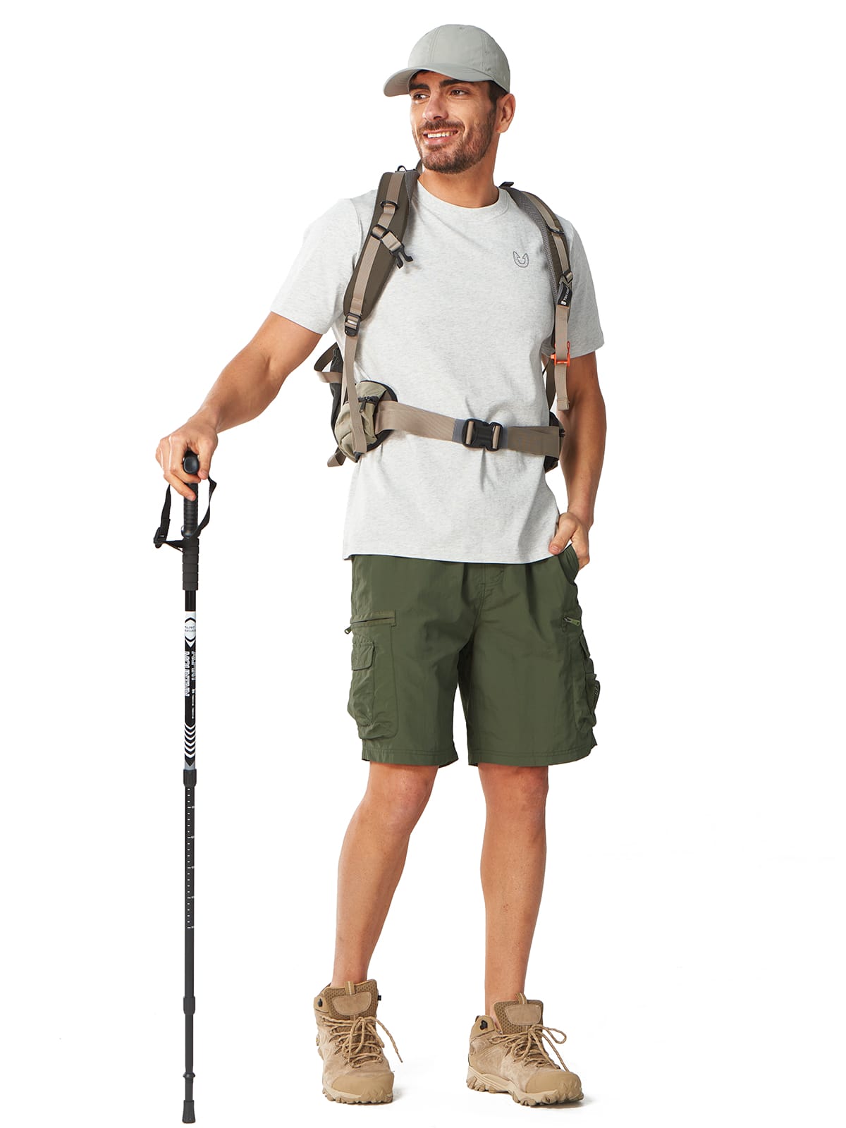 Armygreen Men's 9" Hiking Cargo Shorts On-Model - Outdoor Adventure & Tactical Gear