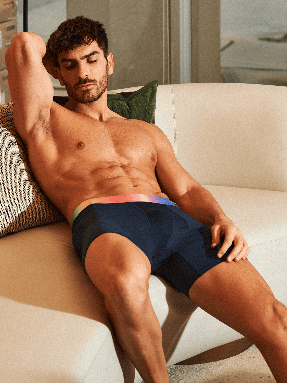 Navy Men's Athletic Boxer Briefs On-Model - 3-Pack High-Performance Underwear