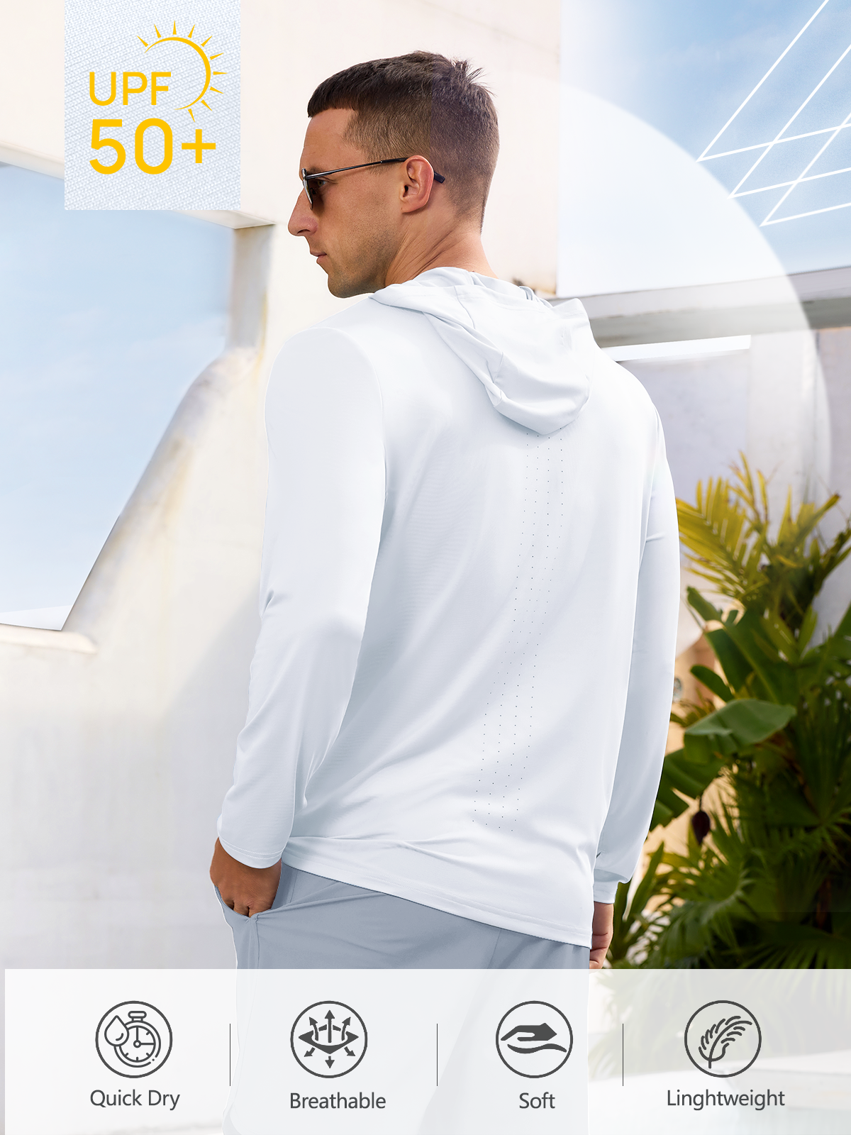 Men's Fishing Hoodie T-Shirt Long Sleeve Sun Protection for Run Hiking