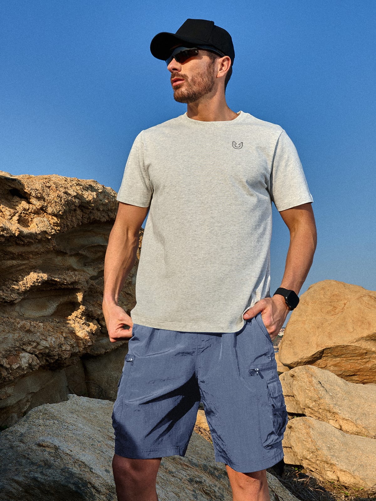 Federalblue Men's 9" Hiking Cargo Shorts On-Model - Outdoor Adventure & Tactical Gear
