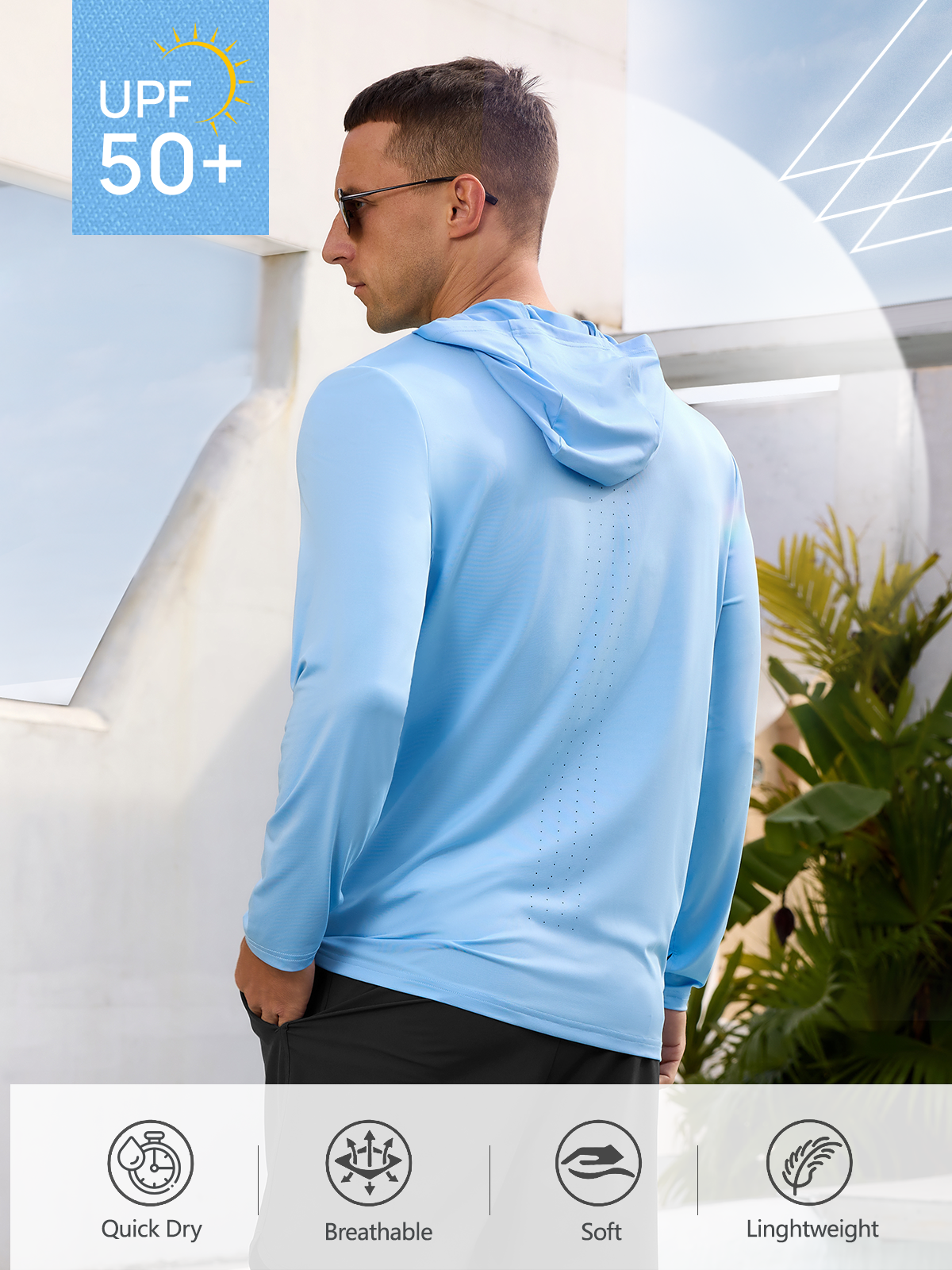Men's Fishing Hoodie T-Shirt Long Sleeve Sun Protection for Run Hiking