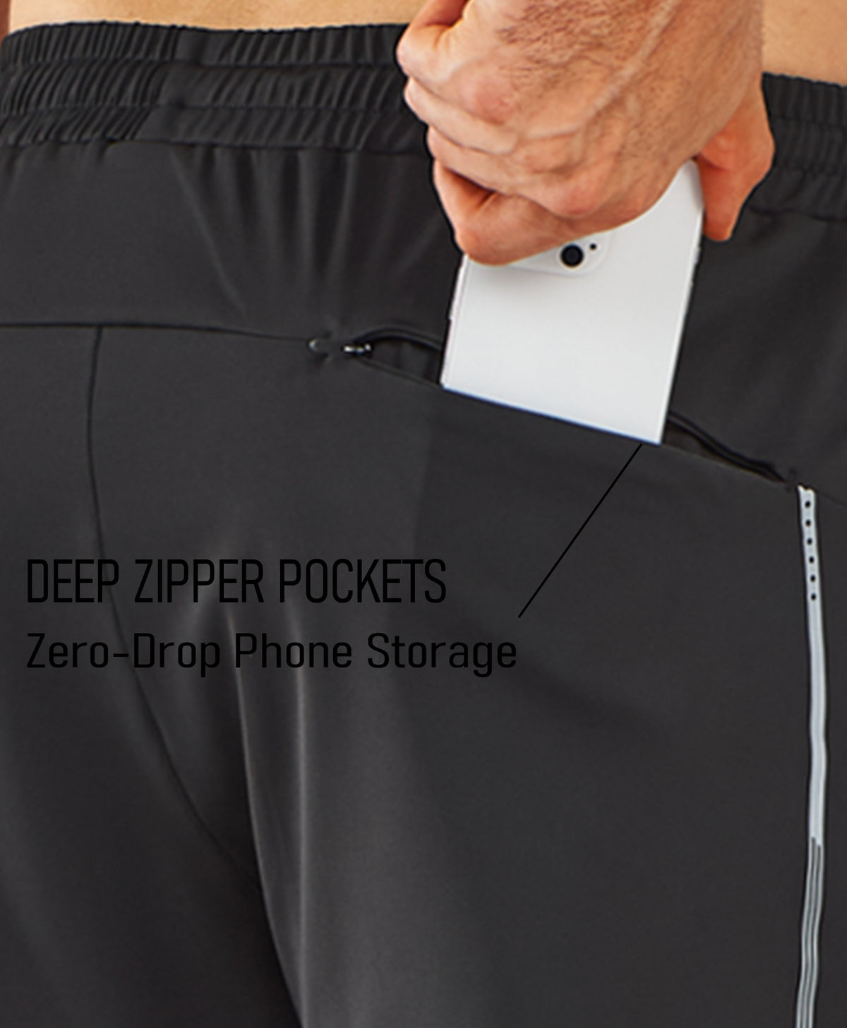 
Men's MotionFlex Tapered Joggers with Zipper Pockets — BLACK