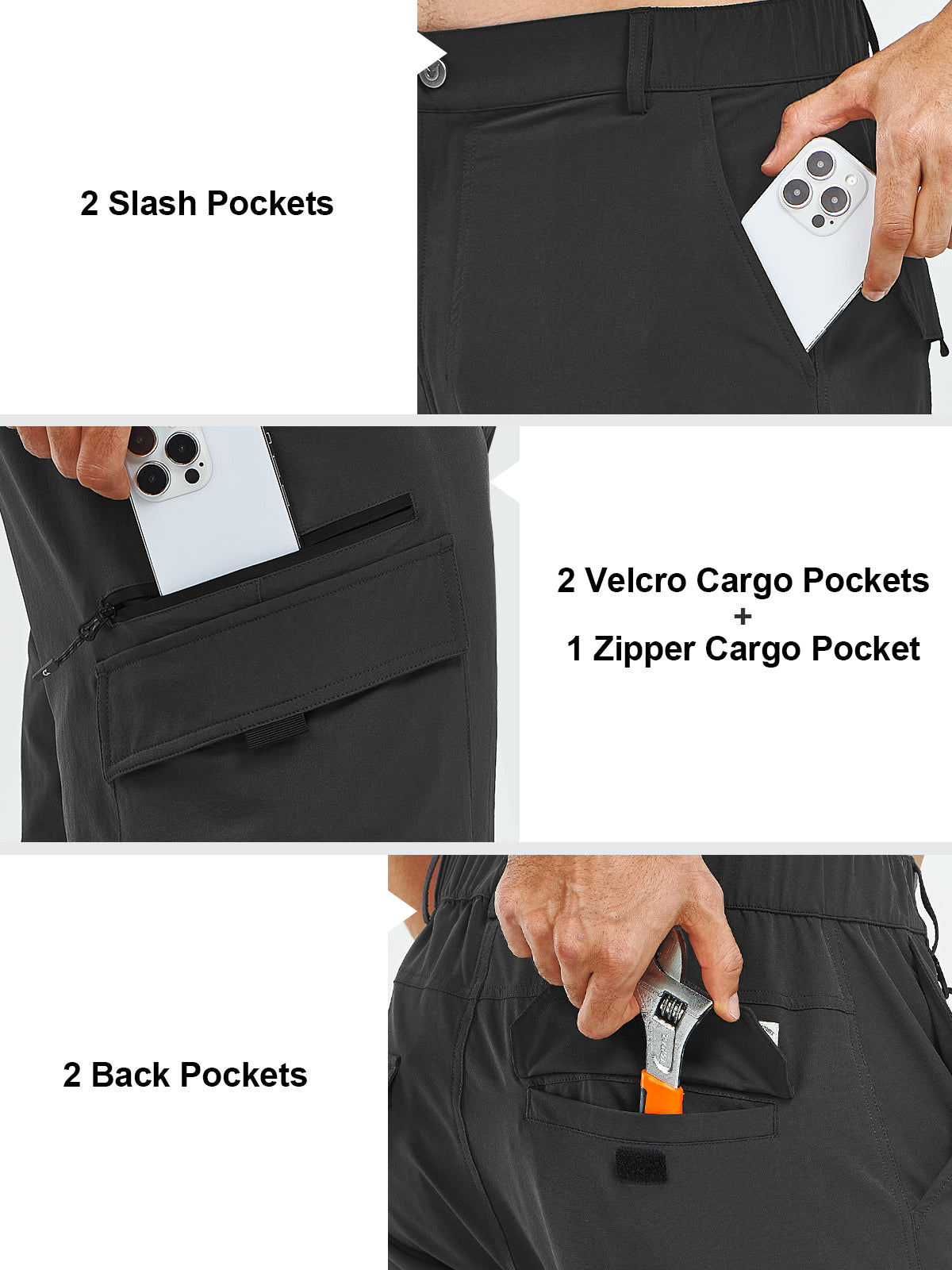 Men's Cargo Hiking Pants Lightweight with Multi Pockets for Outdoor