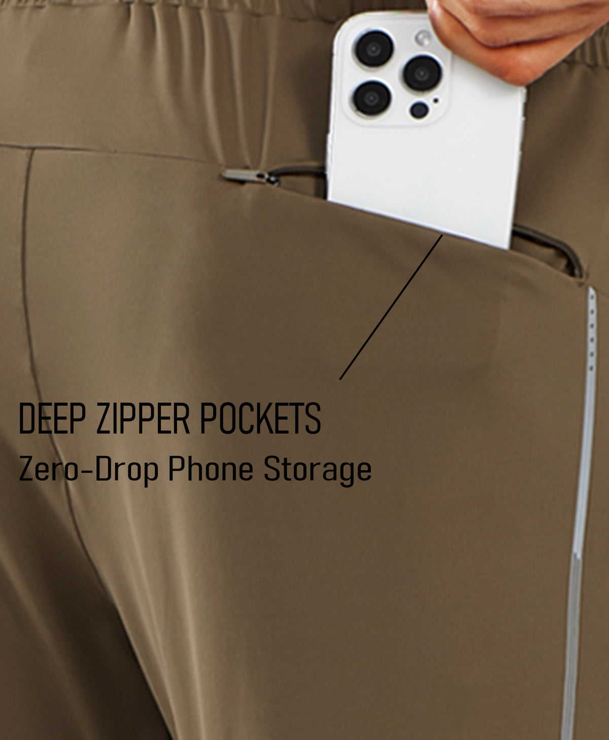 
Men's MotionFlex Tapered Joggers with Zipper Pockets — Dark Khaki